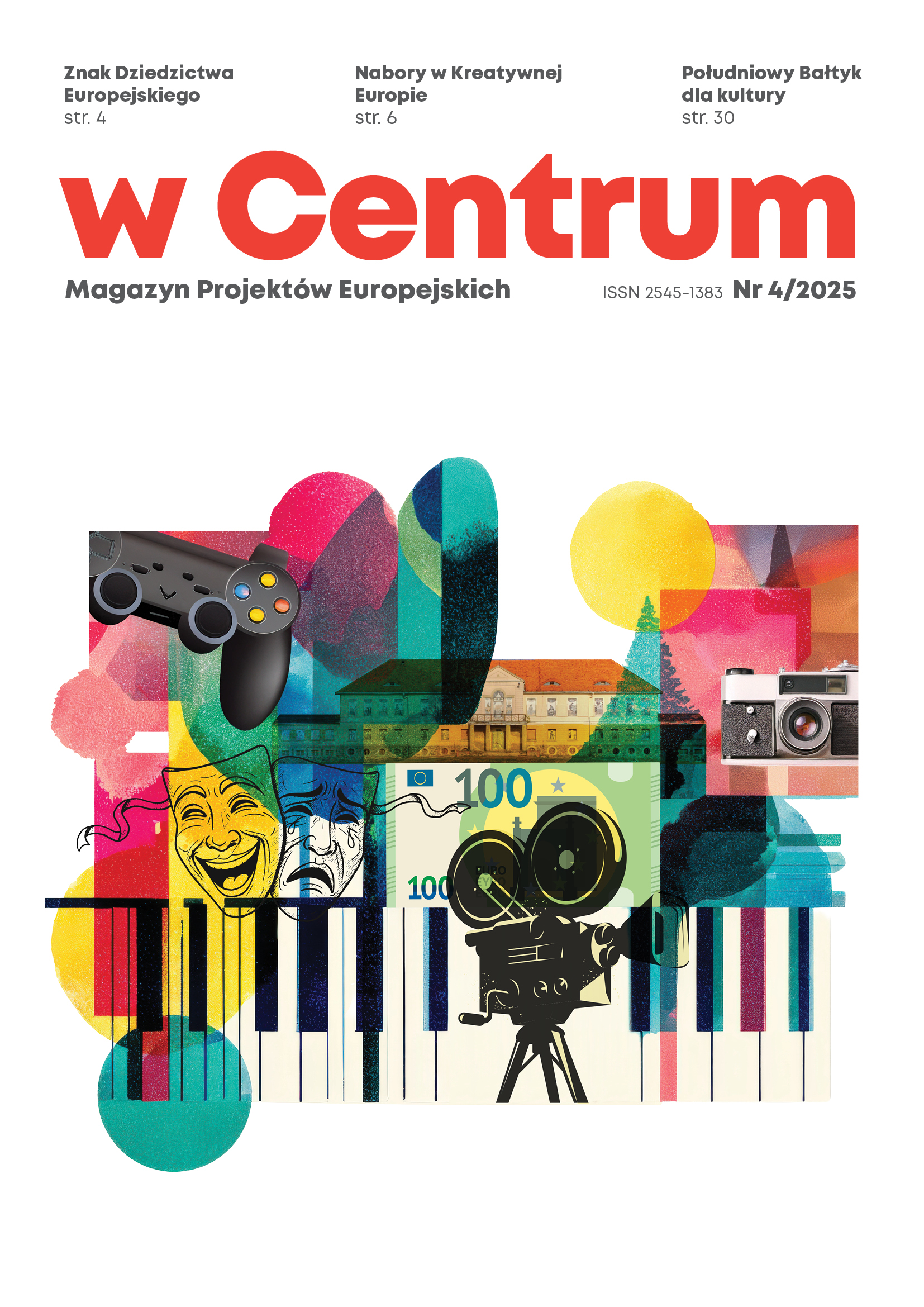 Kolorowa grafika prezentuje różne dziedziny kultury za pomocą symboli, jak np. klawiatura fortepianu, maski teatralne, kamera, aparat fotograficzny, pad do gier i zabytkowy pałac. Unijne wsparcie symbolizuje banknot o nominale 100 euro.1